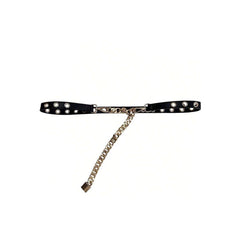 PU Leather Punk Chain Thin Buckle Belt