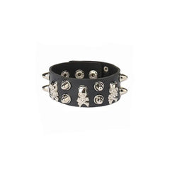 PU Leather Punk Gothic Spike Stud Heart Skull Bracelet