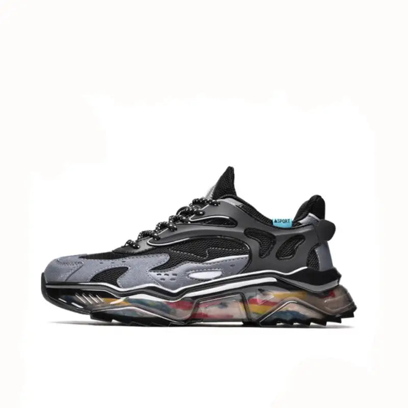 PU Plastic Platform Slip Sneakers Euro Size Black Gray / 39