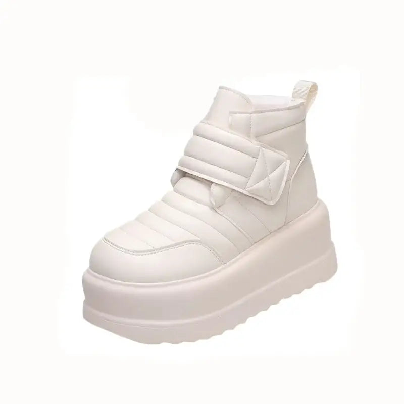 PU Platform Snow Plush Warm Hook Loop Boots