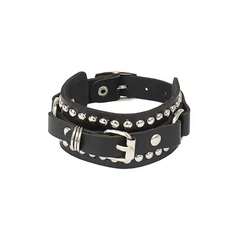 PU Punk Gothic Rivet Wrap Bracelet Belt Black
