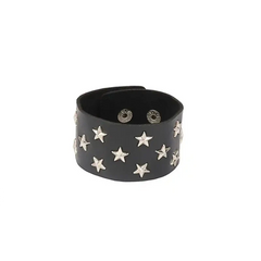 PU Punk Gothic Rivet Wrap Bracelet Stars Black