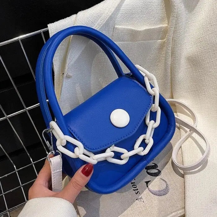 PU Shoulder Bag Chain Contrast Color Cute Handbag