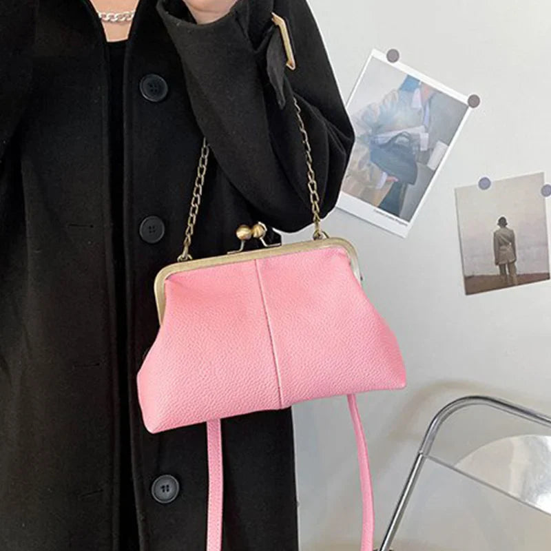 PU Shoulder Bag Clip Clutch Retro Crossbody