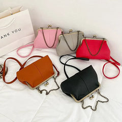 PU Shoulder Bag Clip Clutch Retro Crossbody