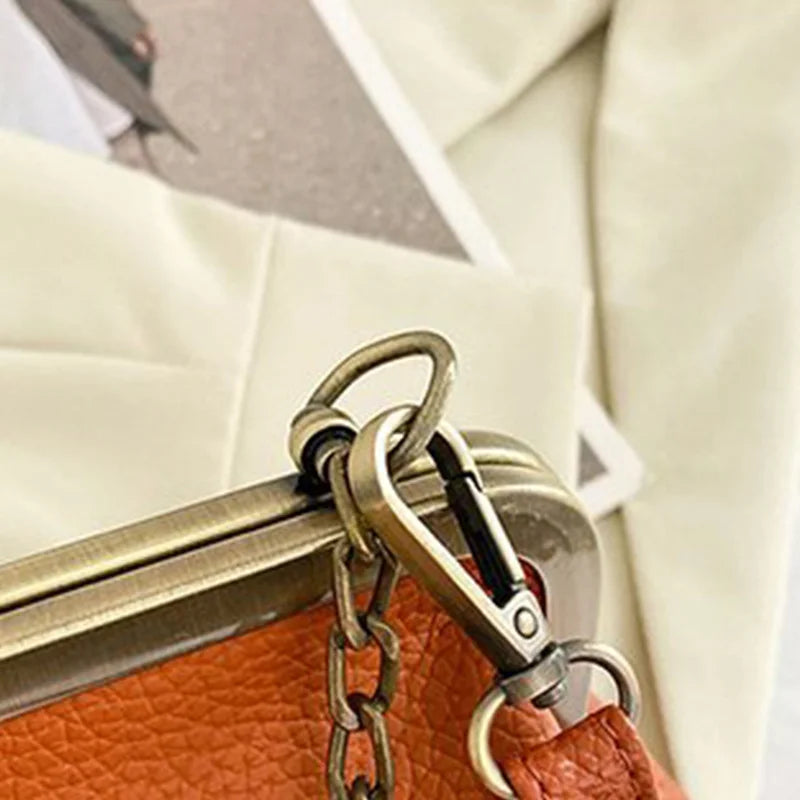 PU Shoulder Bag Clip Clutch Retro Crossbody