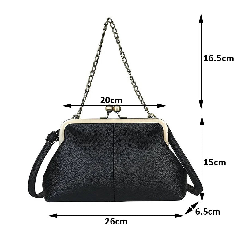 PU Shoulder Bag Clip Clutch Retro Crossbody