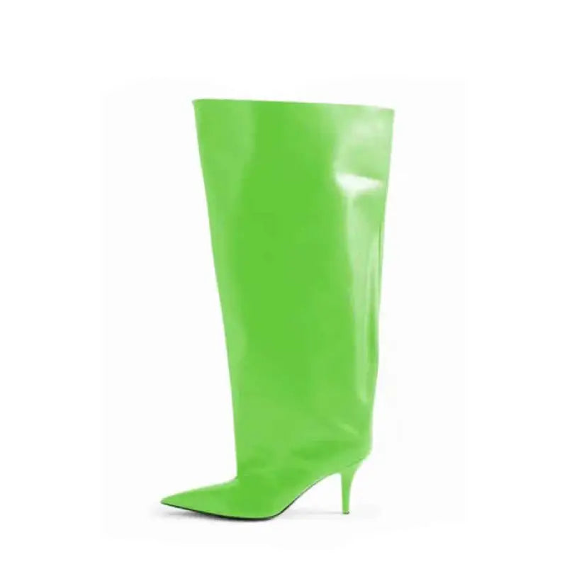 PU Stiletto Pointed Toe Mid Calf Boots Euro Size Green / 34