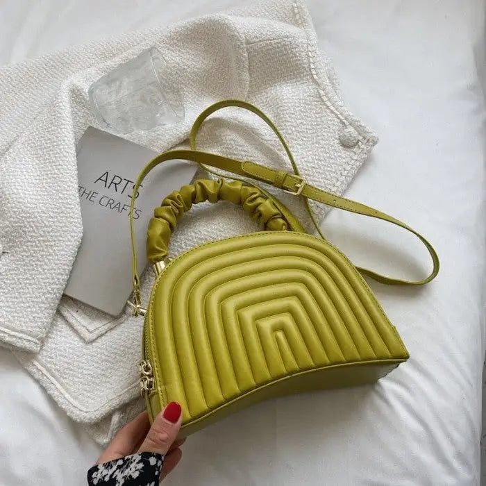 PU Striped Shoulder Bag with High Quality Zipper Green / 22