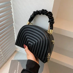 PU Striped Shoulder Bag with High Quality Zipper