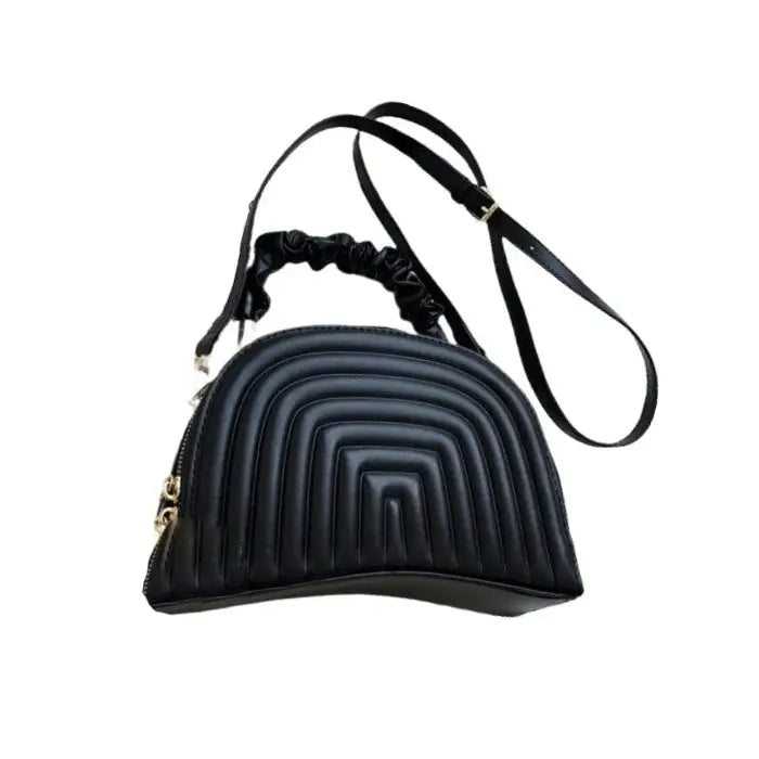 PU Striped Shoulder Bag with High Quality Zipper