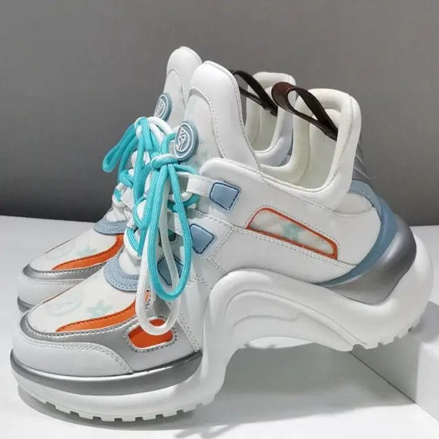 PU Thick Sole Sports Shoes Euro Size 34 Sky Blue / 35