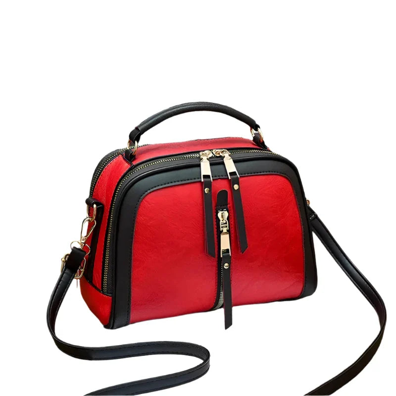 PU Zipper Shoulder Crossbody Top Handle Bag