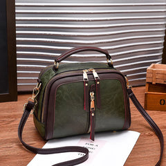 PU Zipper Shoulder Crossbody Top Handle Bag Green