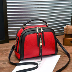PU Zipper Shoulder Crossbody Top Handle Bag Red / 24x12x20cm