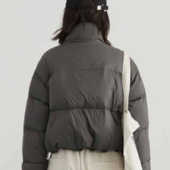 Puff Down Stand Collar Down Zipper Coat