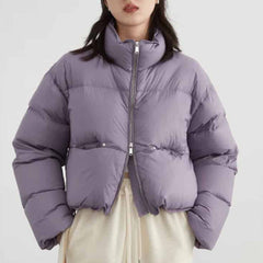 Puff Down Stand Collar Down Zipper Coat