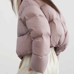 Puff Down Stand Collar Down Zipper Coat