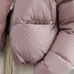 Puff Down Stand Collar Zipper Coat for Aesthetic Clothing