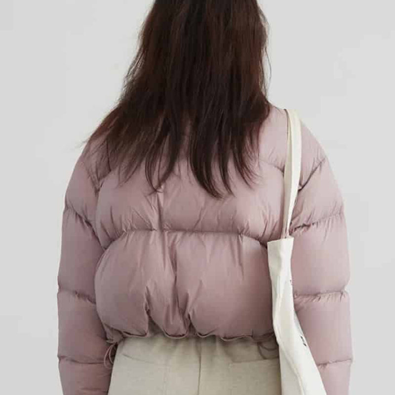 Puff Down Stand Collar Zipper Coat for Aesthetic Clothing