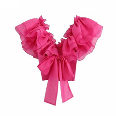 Puff Ruffle Sleeve Back Bow Blouse