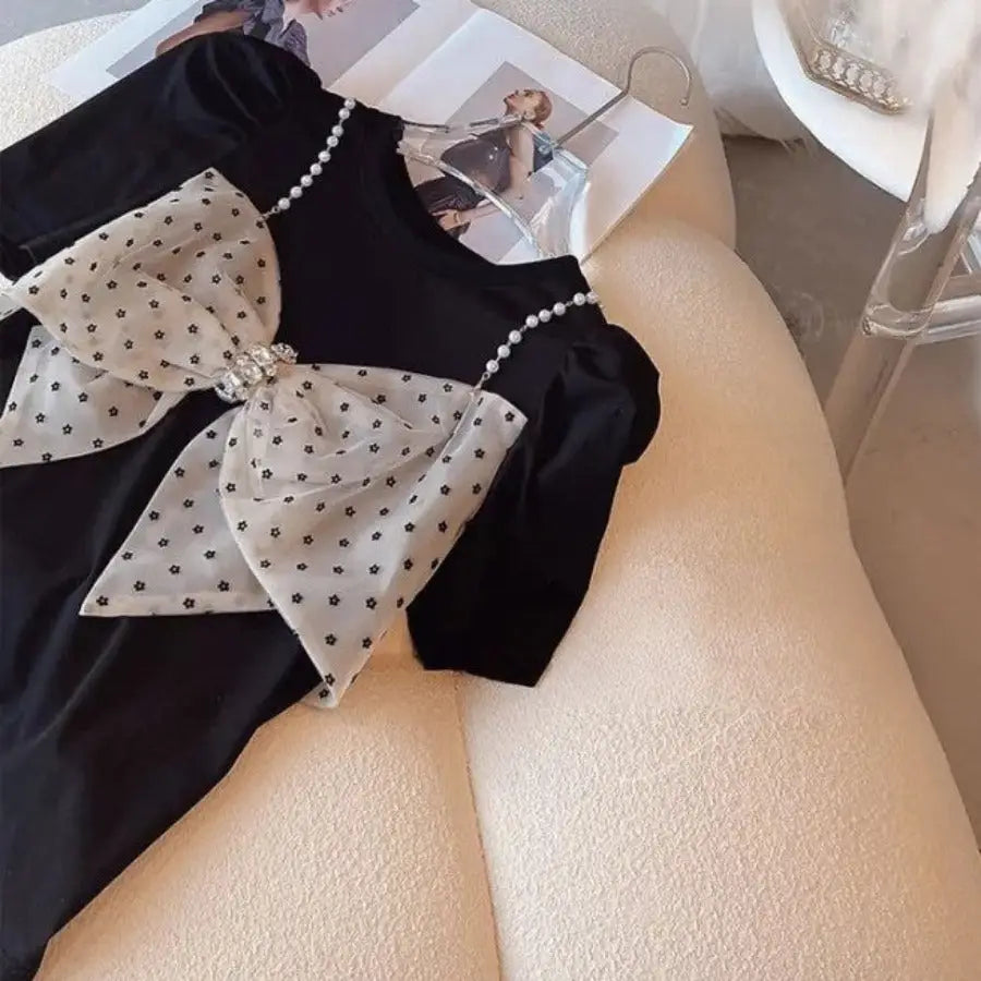 Puff Sleeve Chiffon Blouse with Bow Detail