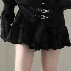 Punk Belted Button Knitted Cardigan for Women