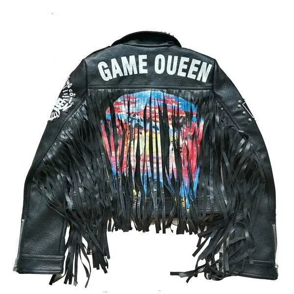 Punk Black Leather Short Jacket for Men and Women black / M