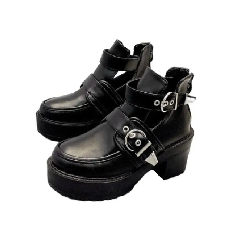 Punk Black PU Vegan Boots