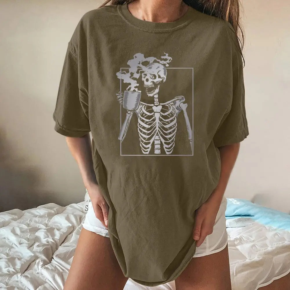 Punk Coffe Cup Skeleton T-Shirt