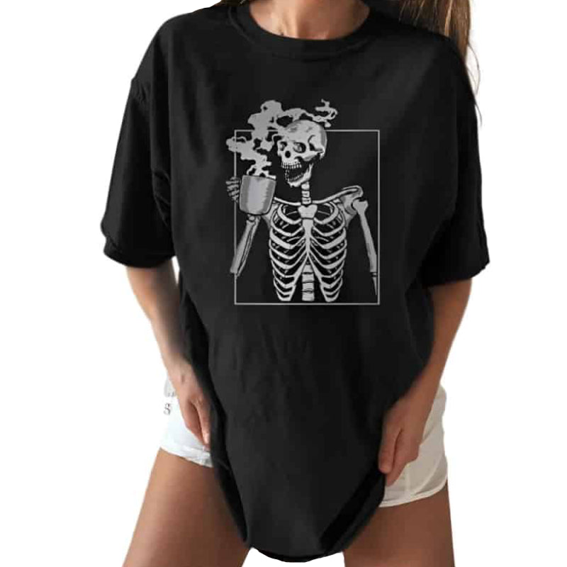 Punk Coffe Cup Skeleton T-Shirt