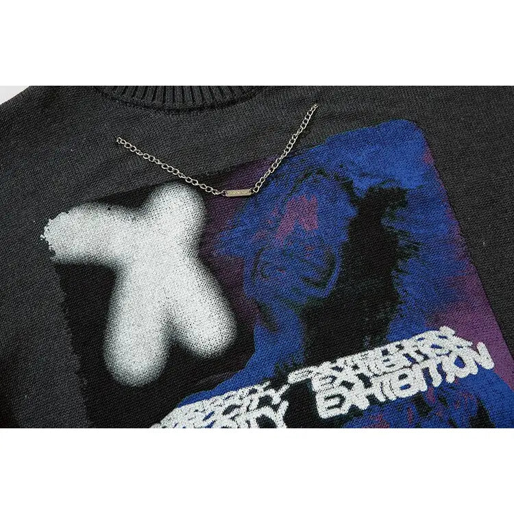 Punk Goth Streetwear Knitted Sweater