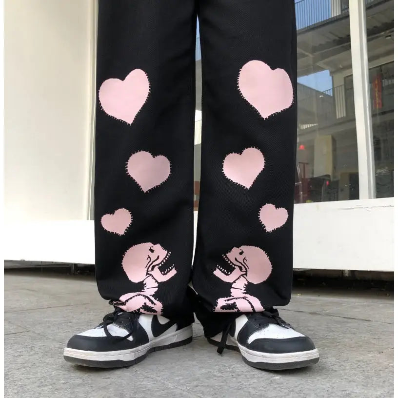 Punk Gothic Elastic Waist Wide Leg Pants