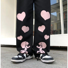 Punk Gothic Elastic Waist Wide Leg Pants