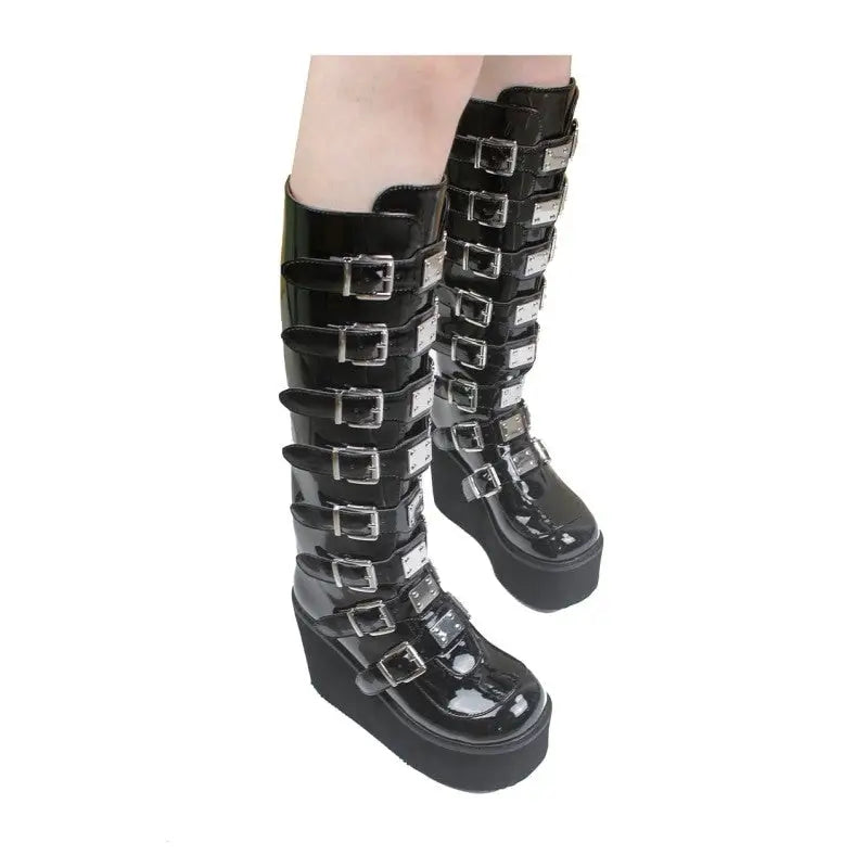 Punk Gothic High Heels PU VeganKnee Boots