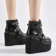 Punk Gothic High Heels PU VeganKnee Boots - boots