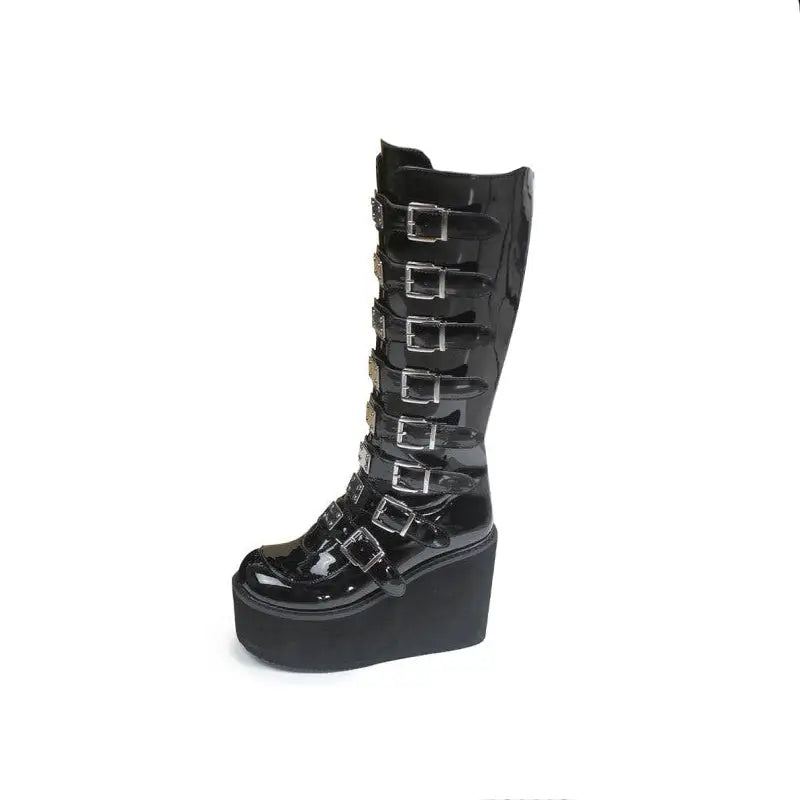 Punk Gothic High Heels PU VeganKnee Boots