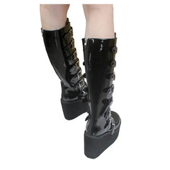 Punk Gothic High Heels PU VeganKnee Boots