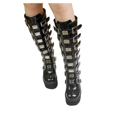 Punk Gothic High Heels PU VeganKnee Boots