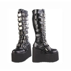 Punk Gothic High Heels PU VeganKnee Boots