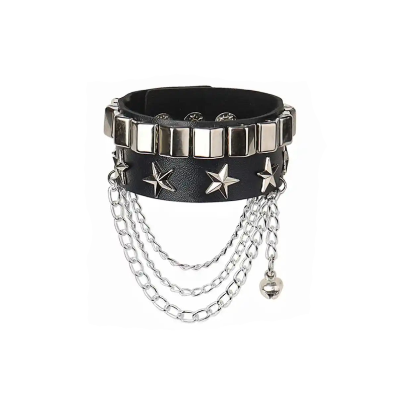 PU Punk Gothic Spike Stud Heart Skull Chain Bracelet