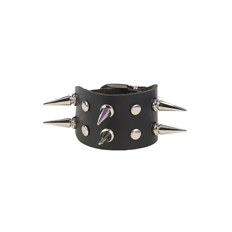 PU Punk Gothic Spike Stud Heart Skull Chain Bracelet