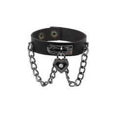 PU Punk Gothic Spike Stud Heart Skull Chain Bracelet