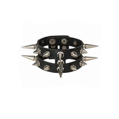 PU Punk Gothic Spike Stud Heart Skull Chain Bracelet