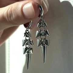 Punk Gothic Stainless Steel Dangle Earrings Silver