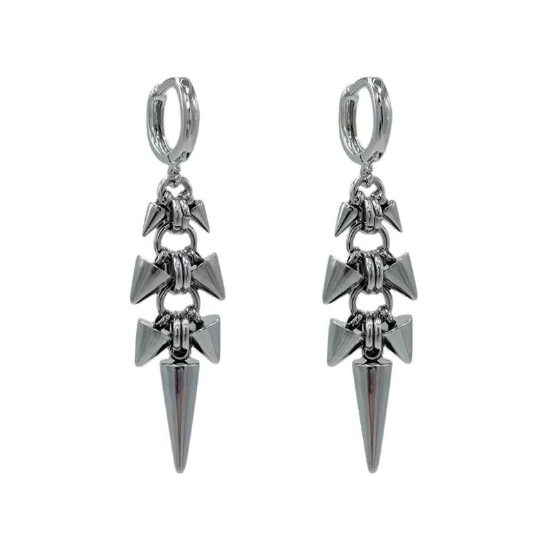 Punk Gothic Stainless Steel Dangle Earrings Silver