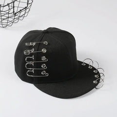 Punk Hip Hop Baseball Chain Hat Black