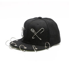 Punk Hip Hop Baseball Chain Hat Black