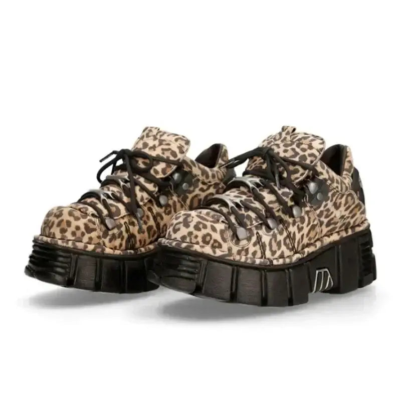 Punk Platform High Ankle Rock Sneakers - Leopard / 35