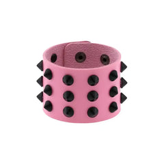 Punk PU Cuff Bangles Studded Wristband Bracelets Black Pink
